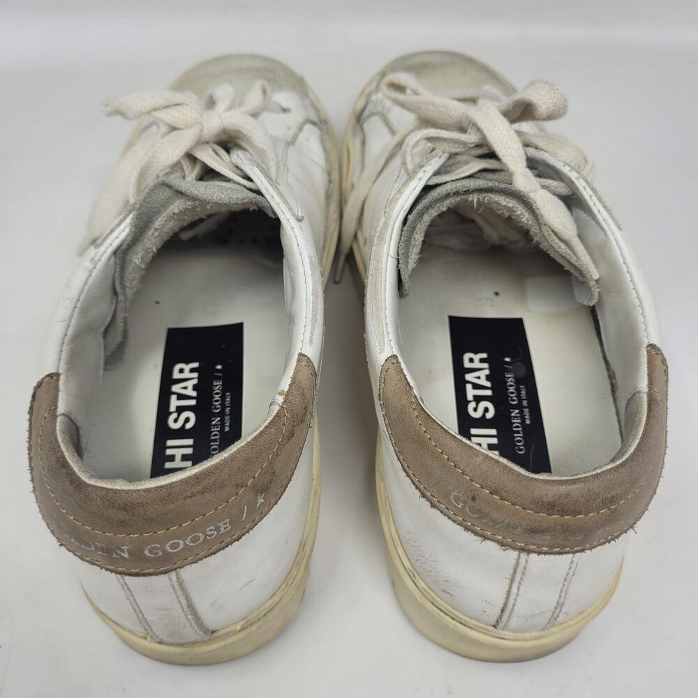 Golden Goose Hi Star Shoes Womens US8 EU38 White Leather Glitter Star Sneaker - Picture 10 of 16